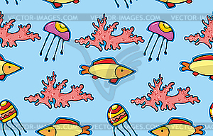 Seamless Background Fish Sea - vector clipart