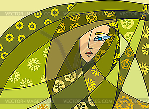 Abstract Face Green - vector clip art