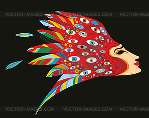 Fantastic Woman Head - vector image