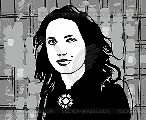 Girl Face Black - vector clip art