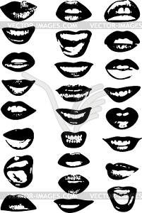 Set of Woman Lips - stock vector clipart