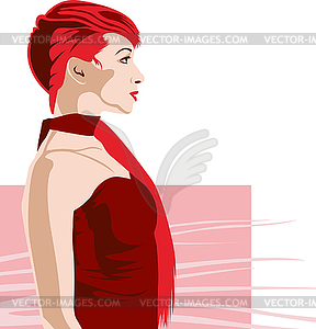 Girl in red dress - vector clipart