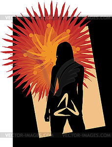 Silhouette of the girl with symbol - vector clipart