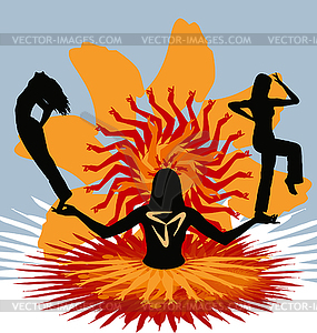 Silhouette of dancing girl - vector image