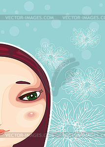 Girl Face Part Close-up - vector image