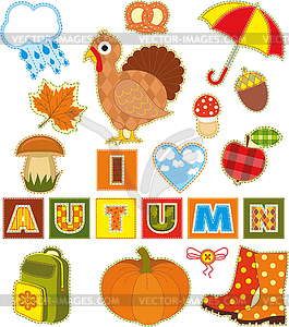 Autumn Set Textile Element - vector clip art