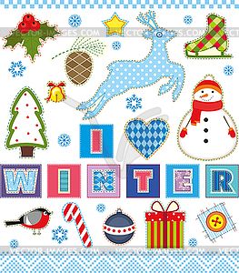 Winter Set Textile Element - vector image