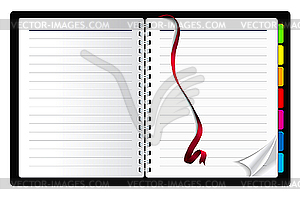 Notebook with ribbon bookmark - vector clip art