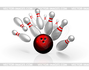Bowling strike - color vector clipart