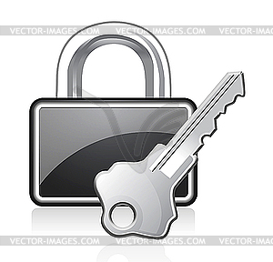 Padlock and key - vector image