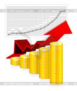 Business graph with coins - vector image