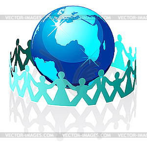People have surrounded the earth. - vector clipart