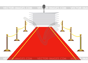 Red carpet to tribune - vector clipart