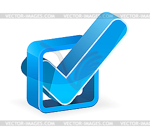 Синий флажок с галочкой - изображение в формате EPS