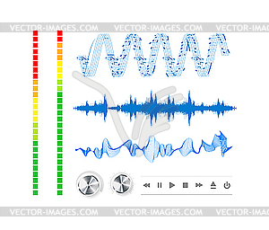 Заметки, кнопки и звуковые волны - векторизованное изображение