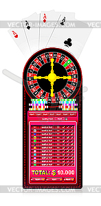 Roulette with various gambling and casino elements - vector image