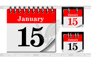 Calendar icon 15 January - vector image