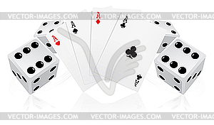 Playing cards with dices - vector clipart