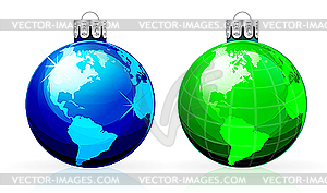 Globe christmas balls - vector clipart