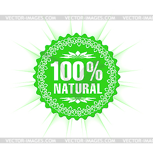 100 percent natural product label - vector image