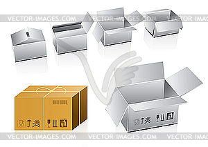 Set of cardboard boxes - vector clipart