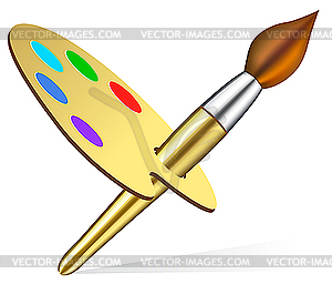 Artist`s palette and brush - vector clipart