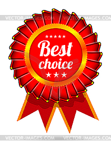 Best choice red label with ribbons - vector clipart