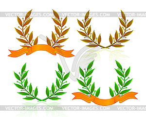 Laurel wreaths with ribbon - vector clipart