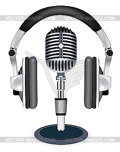 Headphones with microphone - stock vector clipart