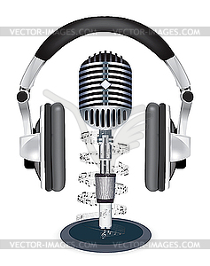 Headphones witn microphone - vector clipart