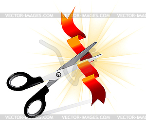 Ножницы разрезают ленту - изображение векторного клипарта