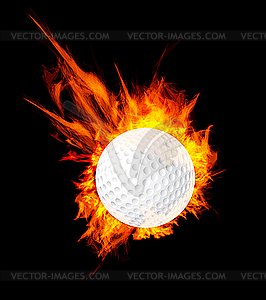 Golf ball on fire - vector clip art