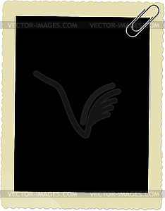 Old Photo Frame with paperclip - vector clipart