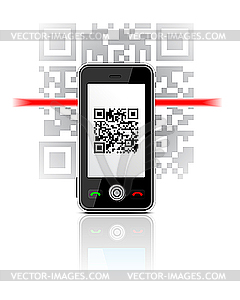 Phone scaned QR code - vector clipart