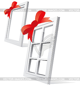 Plastic window in perspective - color vector clipart