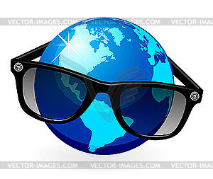 Globe is in dark eyeglasses - vector image