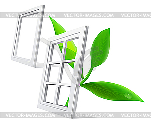 Window and leaf - stock vector clipart