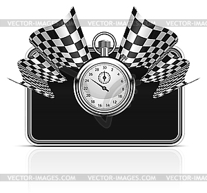 Checkered flag with stopwatch - stock vector clipart