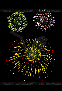 Brightly Colorful Fireworks and Salute - royalty-free vector clipart