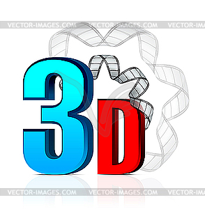 3D Cinema with film strip - vector clipart