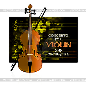 Violin with notes and bow - vector EPS clipart