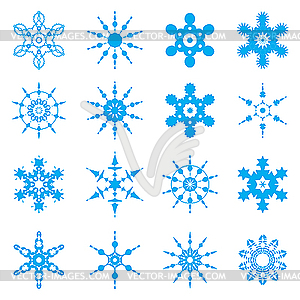 Snowflake set - color vector clipart