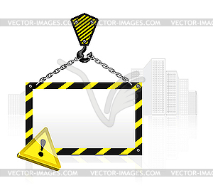 Crane hook with blank poster - vector clipart