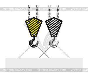 Construction crane hook lifting blank board - vector clipart