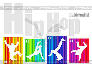 Hip-hop silhouette on abstract background - vector clipart