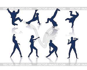 Dancing silhouettes - vector clipart