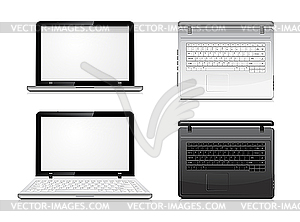 Laptop view from the front and top - vector clipart