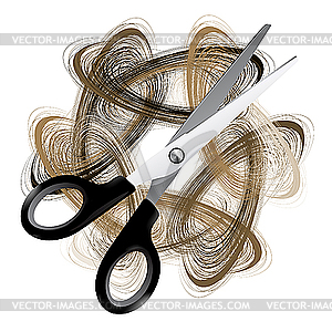 Scissors and hair - vector clip art