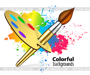 Brush on color background - vector clip art