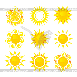 Набор солнц - векторное изображение EPS